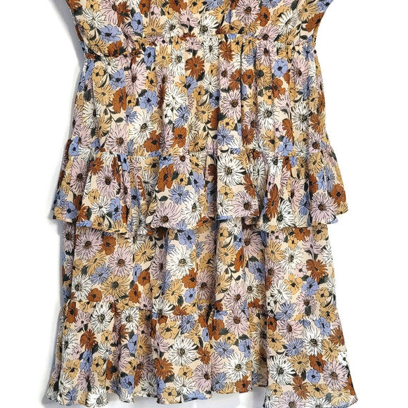 ASTR The Label Floral Dress Ruffled Tiered Mini Cottagecore Boho Blue Pink Small - Picture 11 of 16